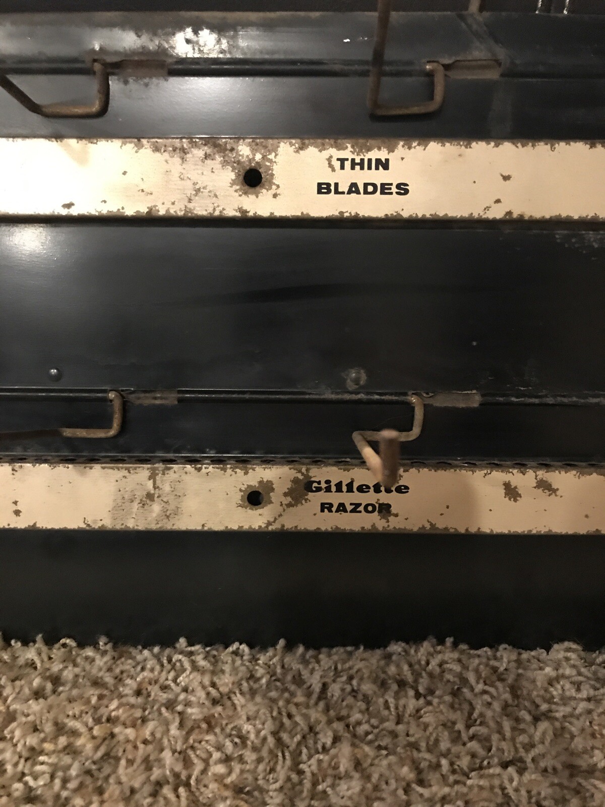 Vintage Metal GILLETTE Advertising Display Rack Blue Blades Thin Razor Sign