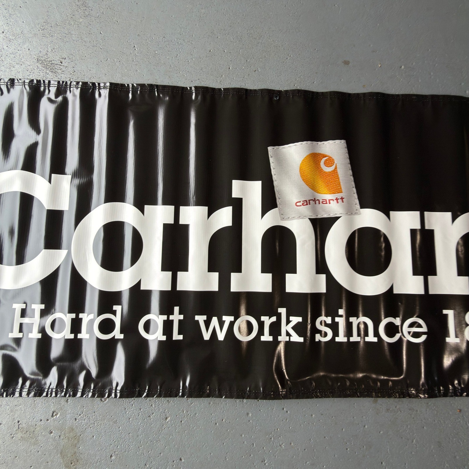 Carhartt Large Vinyl Banner Sign Black White Hard At Work Since 1889 Brand New