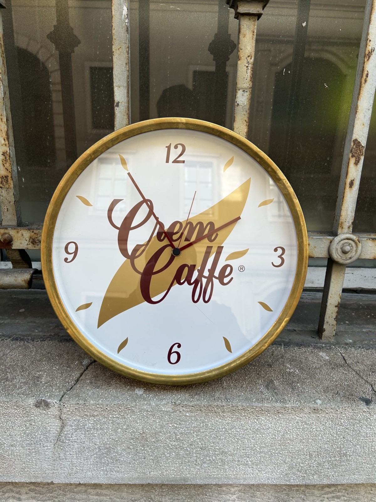 1960s/70s CREM COFFEE TRIESTE BRASS BODY WALL ADVERTISING CLOCK