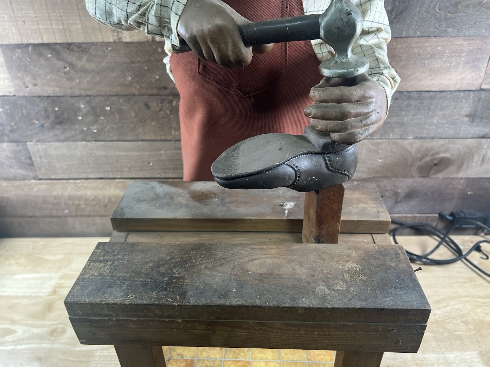 Vintage Automaton Animated Cobbler Window Store Display Figure WORKING
