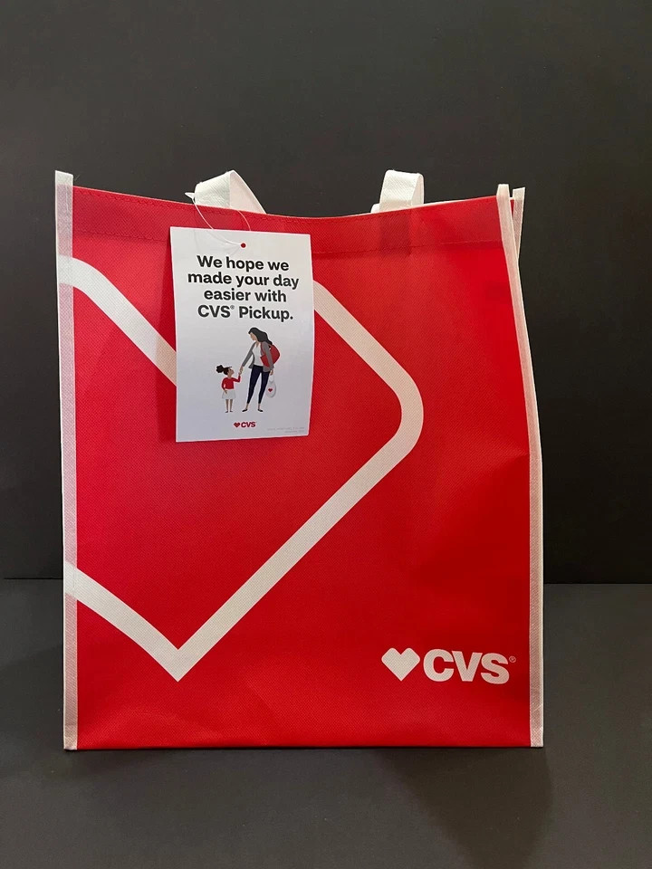Official CVS Large Red & White Tote Shopping Bag Heartbeat Logo Reusable New Tag