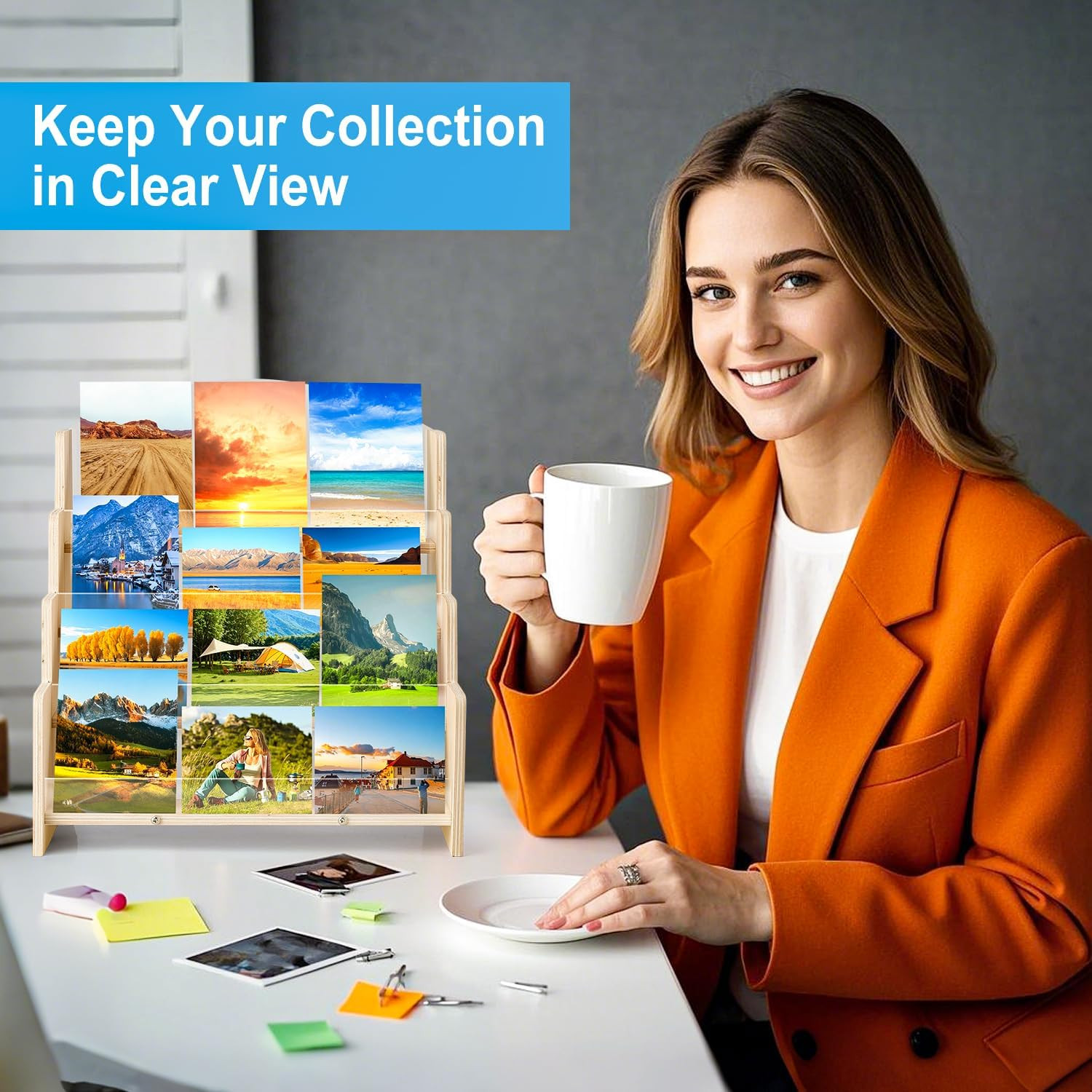 Greeting Card Display Stand , Acrylic Sticker Display Holder for Vendors, Counte