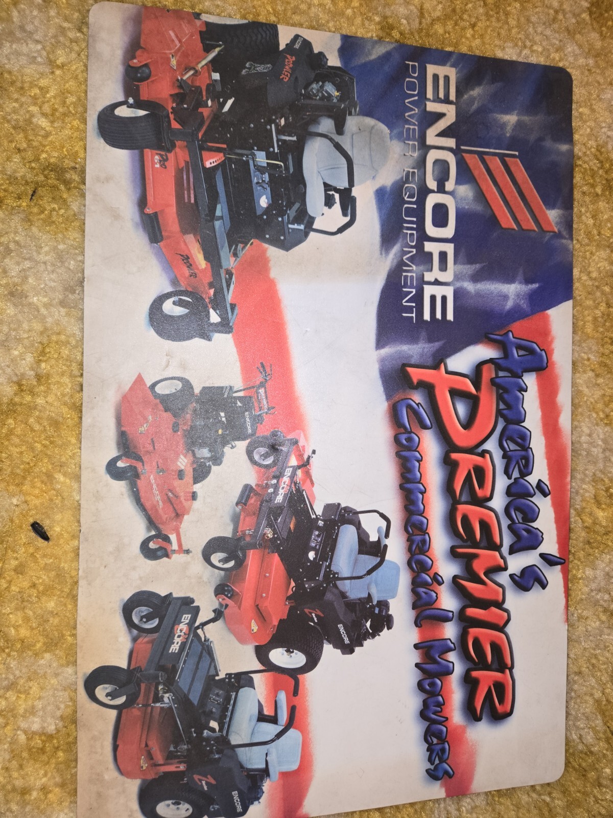 Encore Zero Turn Lawn Mower Display Counter Mat Store Dealer 17x11in
