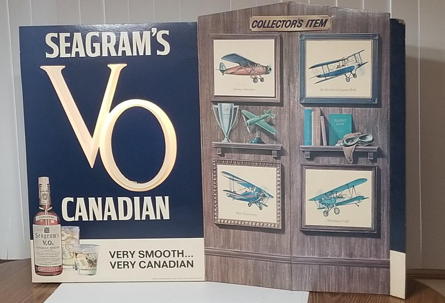 1960s Seagrams VO Whiskey Large Cardboard Lighted Store Display 40″ x 30″ x 9″