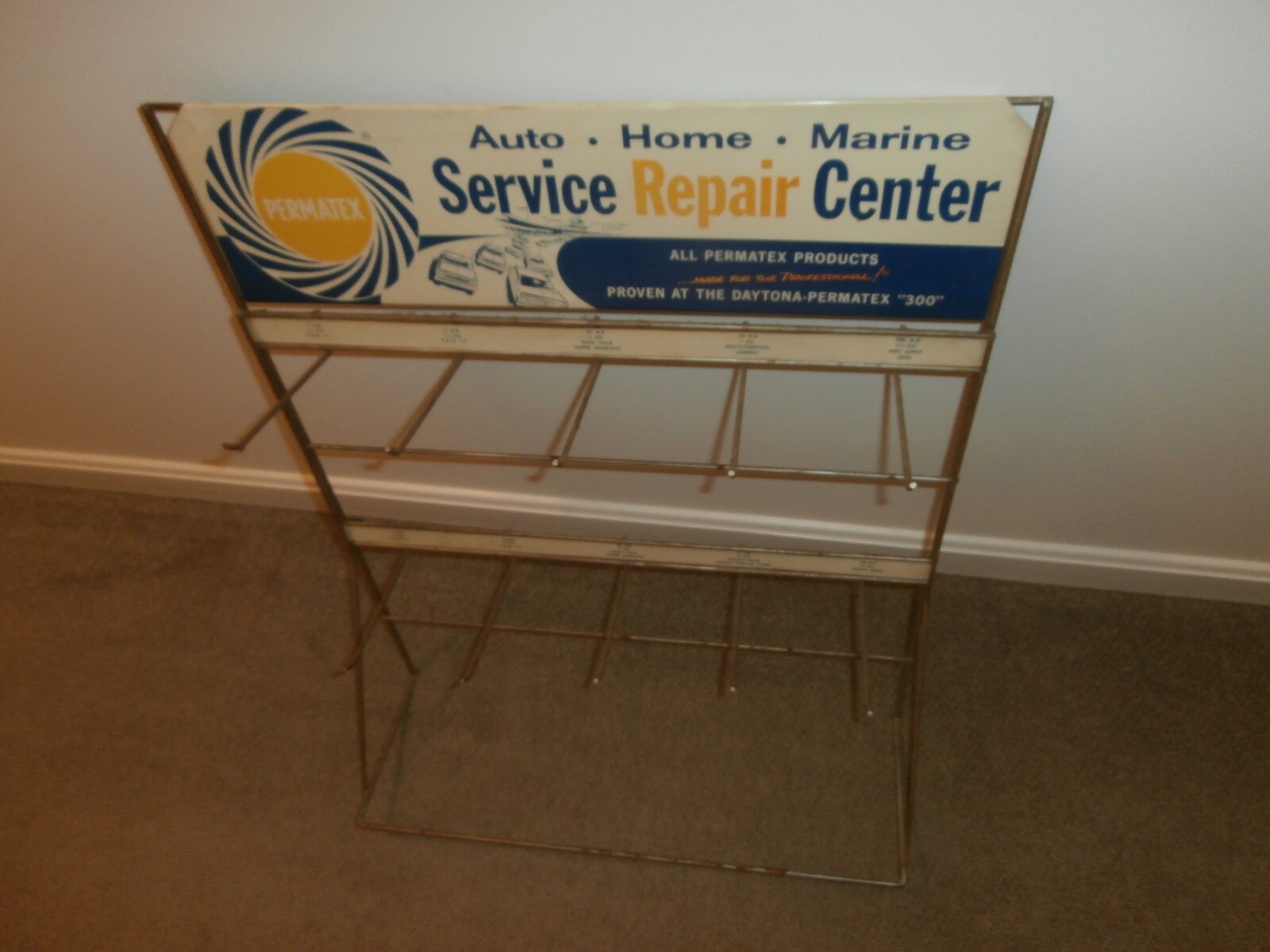 Vntg Permatex Service Repair Center Store Display Sign Rack Daytona Nascar 300