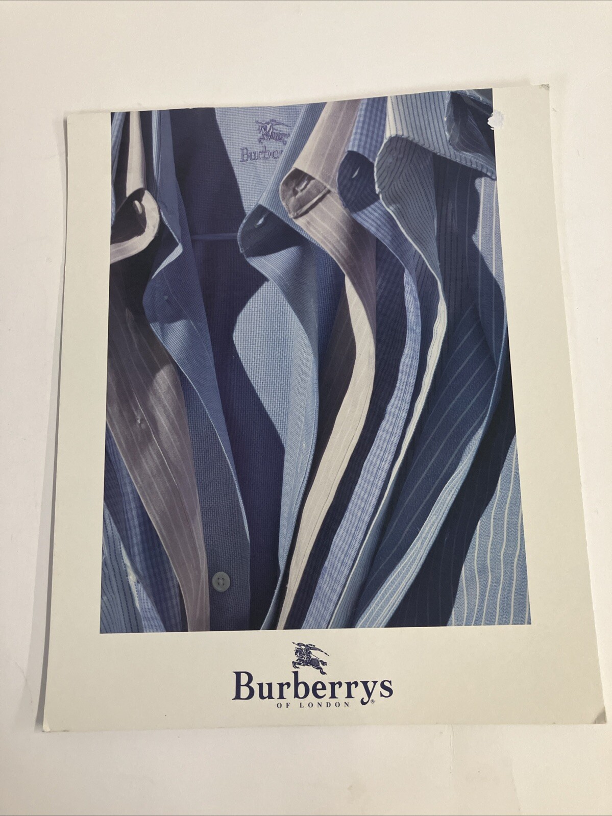 Vintage Burberrys of London Store Display Board 11″x13″ Button Shirts Blue