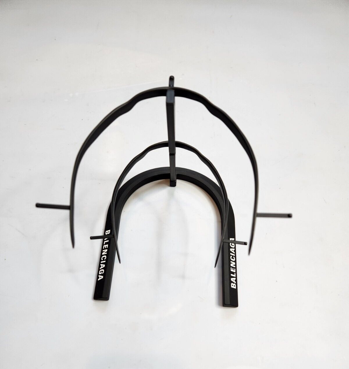 BALENCIAGA 2PC LOGO DISPLAY UNIT IN BLACK METAL & PLASTIC MADE IN ITALY