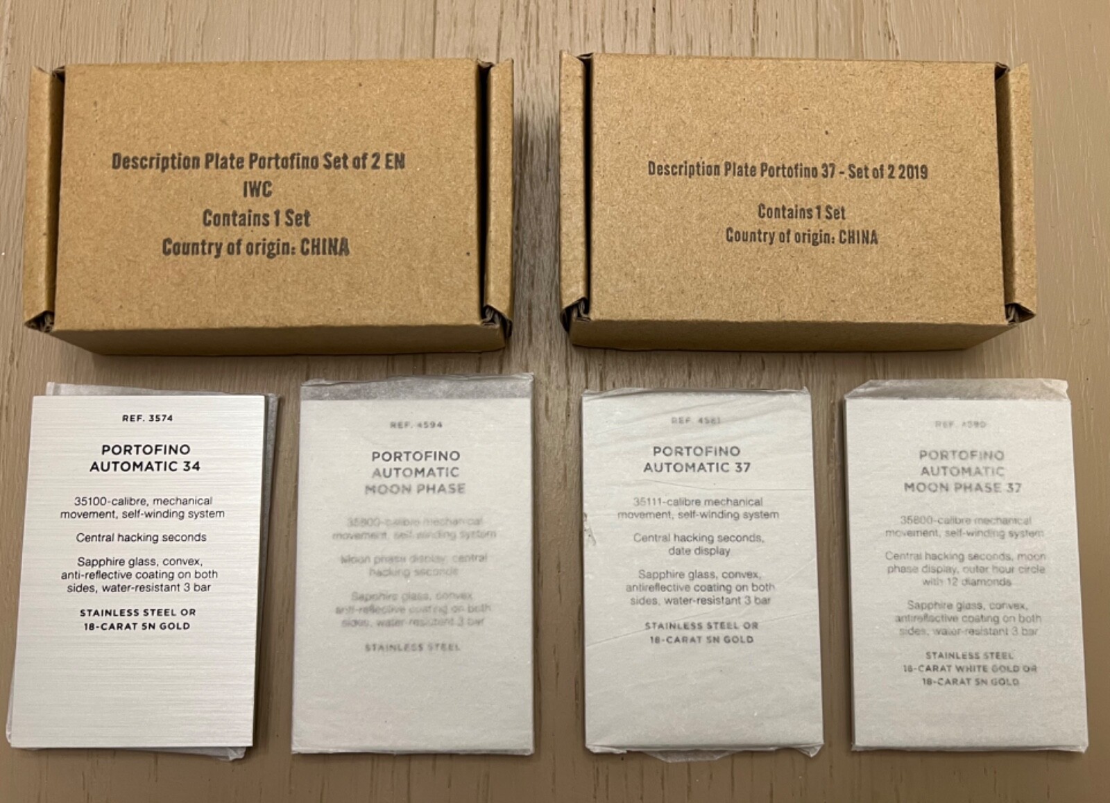 NEW IWC PORTOFINO DEALER’S ALUMINUM DISPLAY SIGNS PLAQUES x 4 Collectors RARE