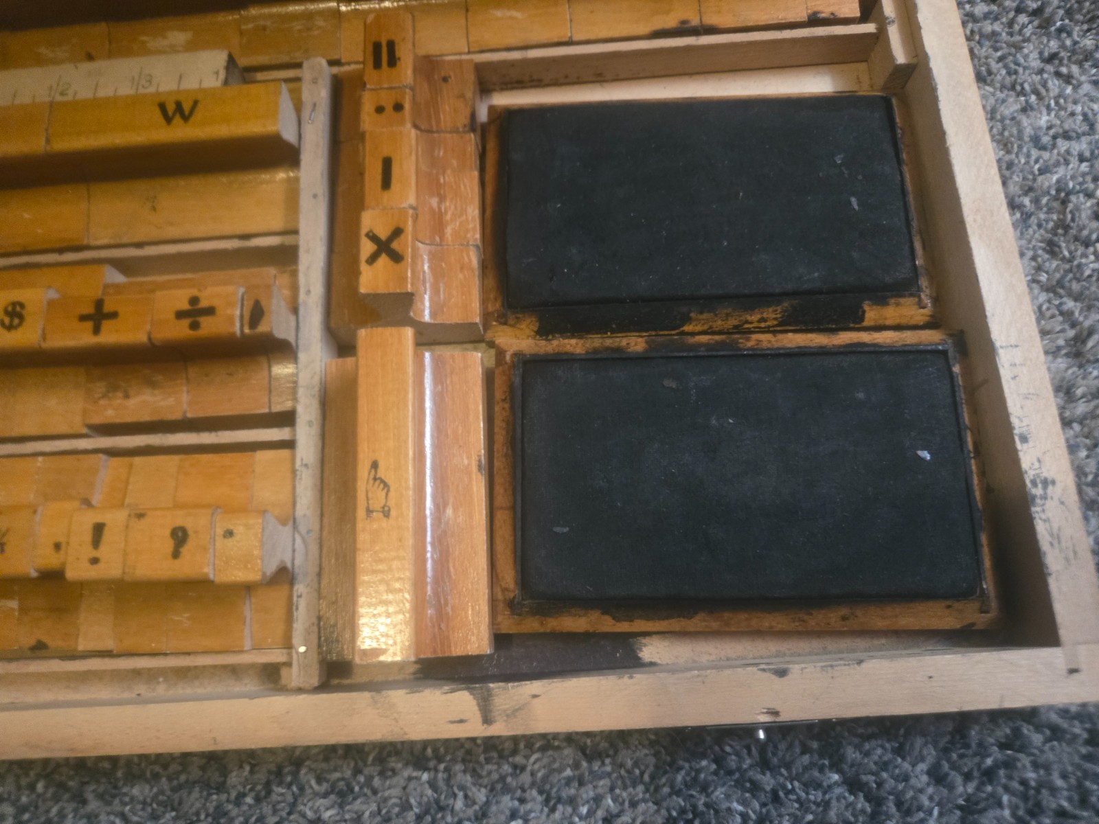 Vintage Fulton Sign & Price Marker Set Wooden Letterpress Kit Complete Box