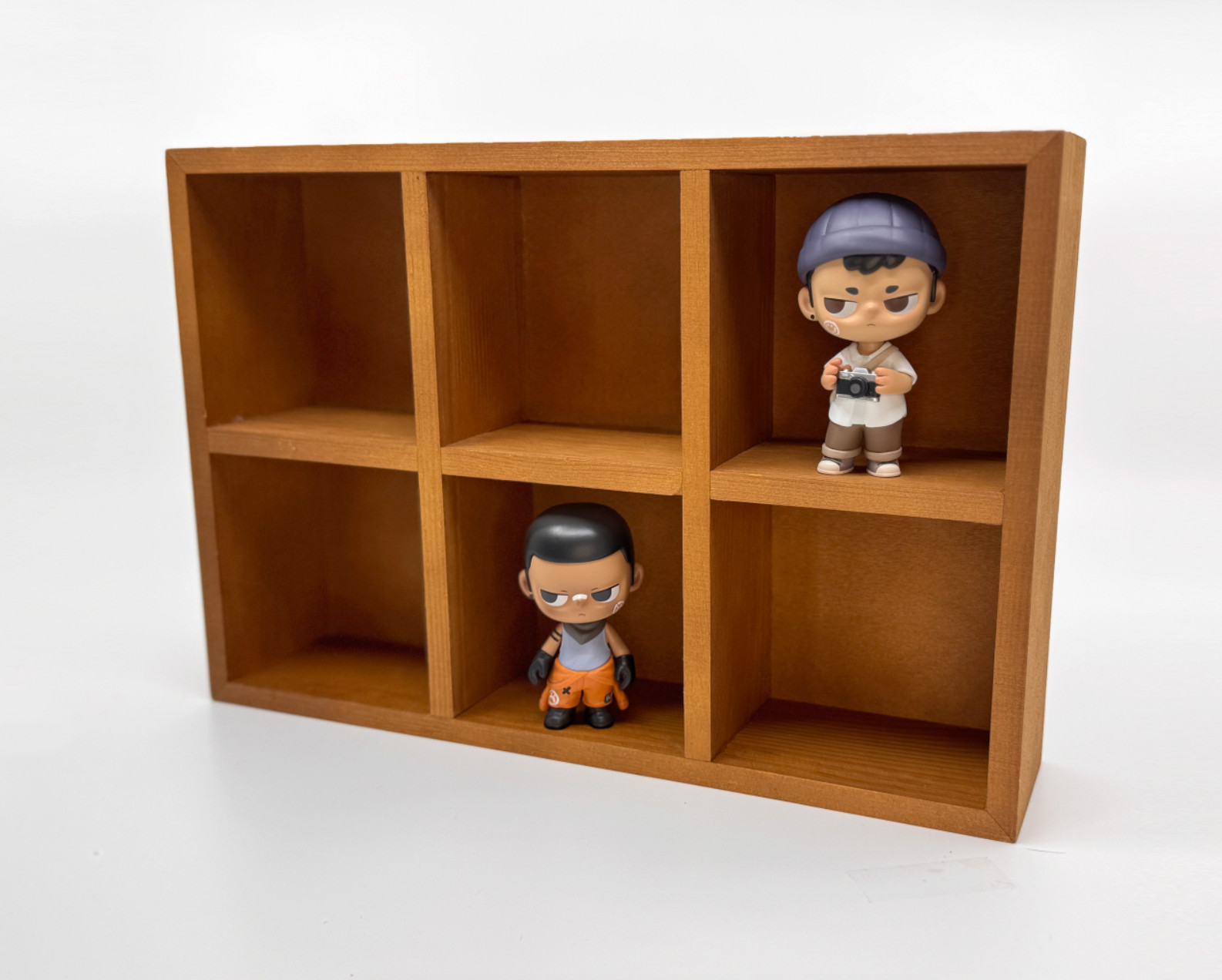 Mini Display Shelf 6 Cubby Wood Wall Shelf for Mini Figures & Collectibles