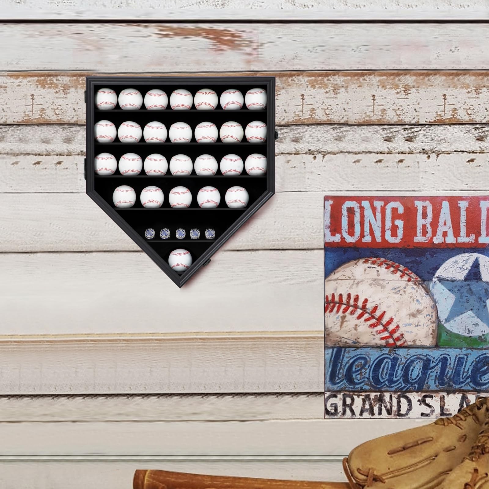 Grintus Baseball Display Case, 30-Ball Holder 30Ball black, Black