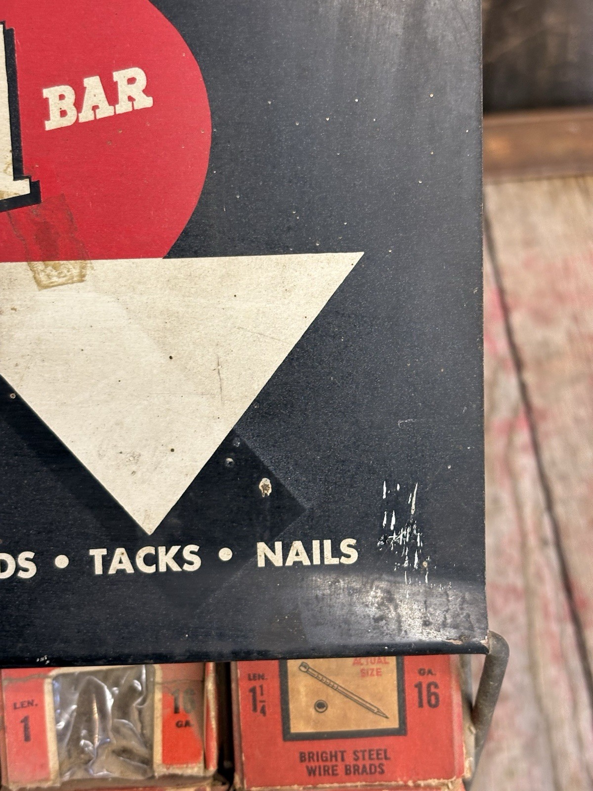 Vintage 60s Hardware Store Atlas Tack & Nail Rack Countertop Display With Boxes