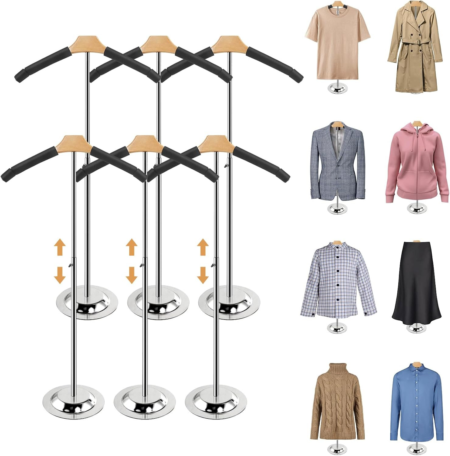 Height Adjustable Shirt Display Stand – 6 Pcs Black Mannequin Torso Set