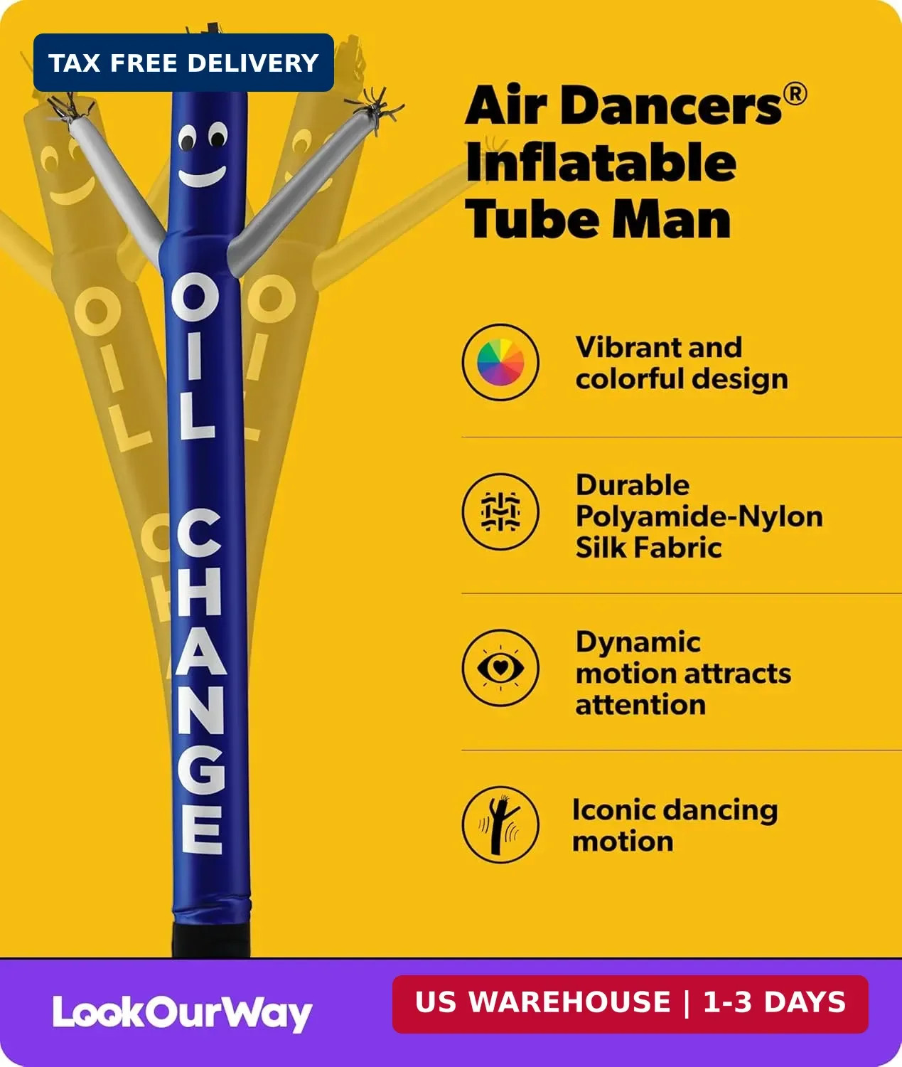 LookOurWay Air Dancers Inflatable Tube Man Attachment – 20 Feet Tall Wacky Wavin