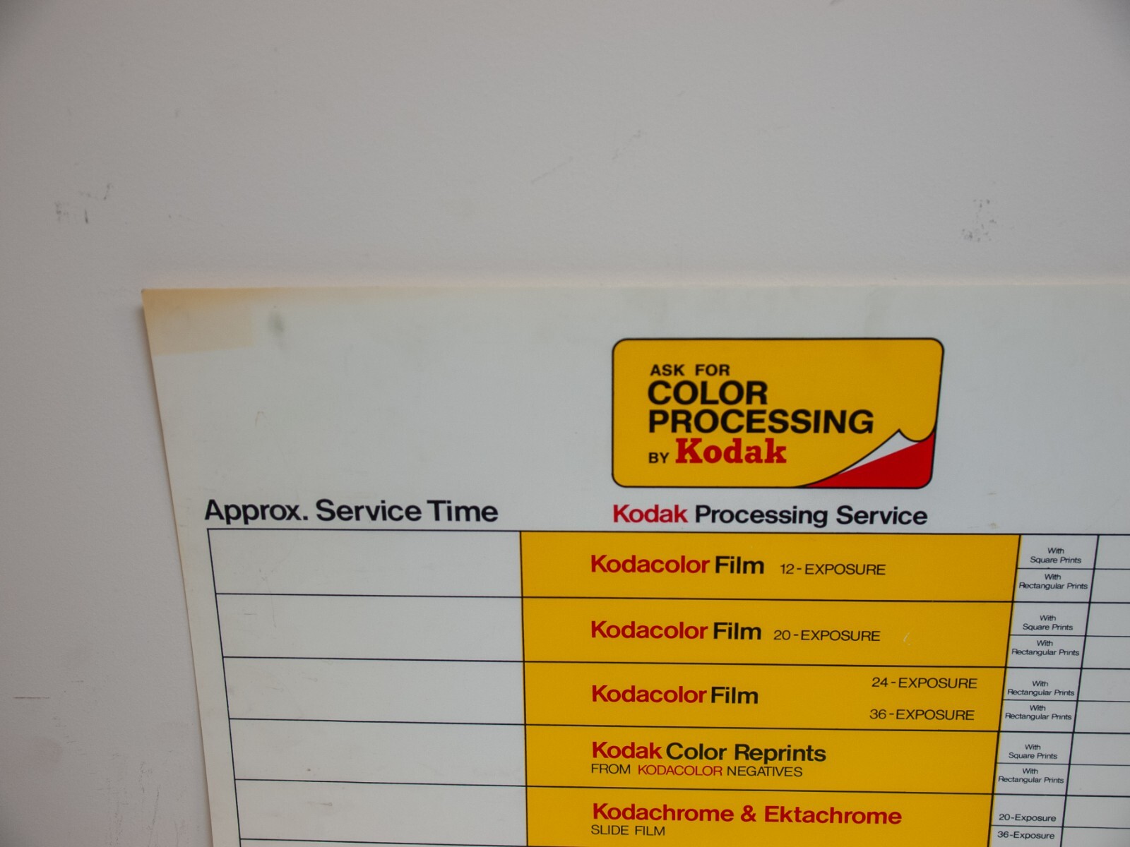 Rare 1981 Ask For Color Processing By Kodak 30″ x 24″ Plastic Camera Store Sign