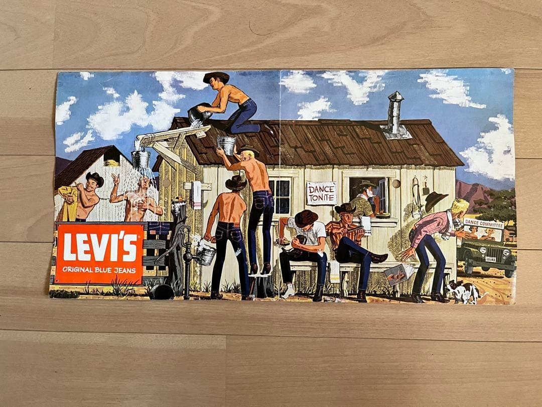 Original 1960s LEVI’S Big E Advertising Banner Poster Rare Store Display VHTF