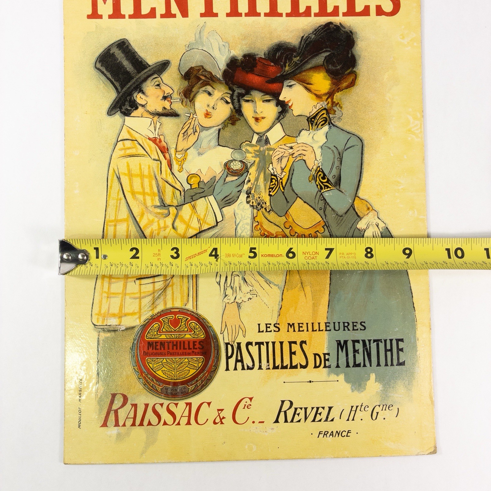Vintage 1900-05 ‘Menthilles’ French Mints Advertising Cardboard Sign Store Deco