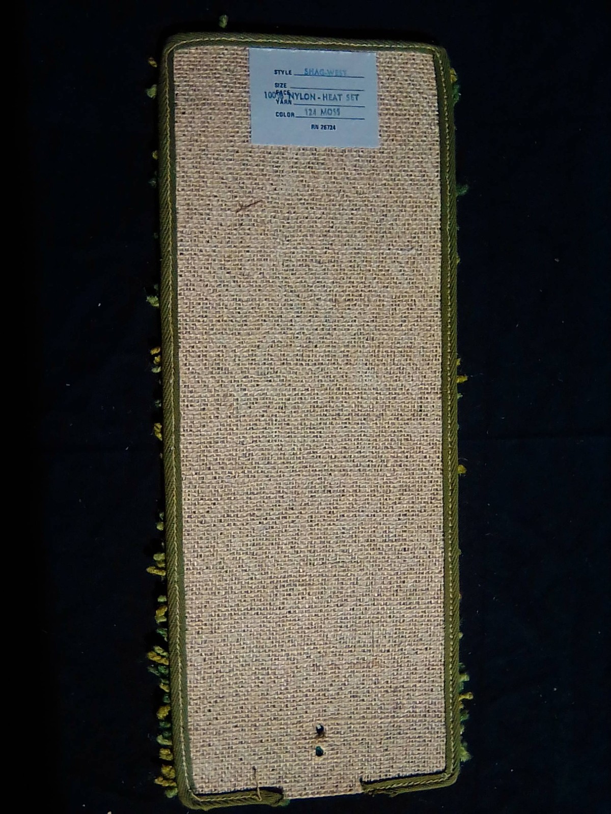 NEW/Vintage MCM Shag Carpet Sample Book Demo Circa 1972 Color: Moss 18.1″x7″