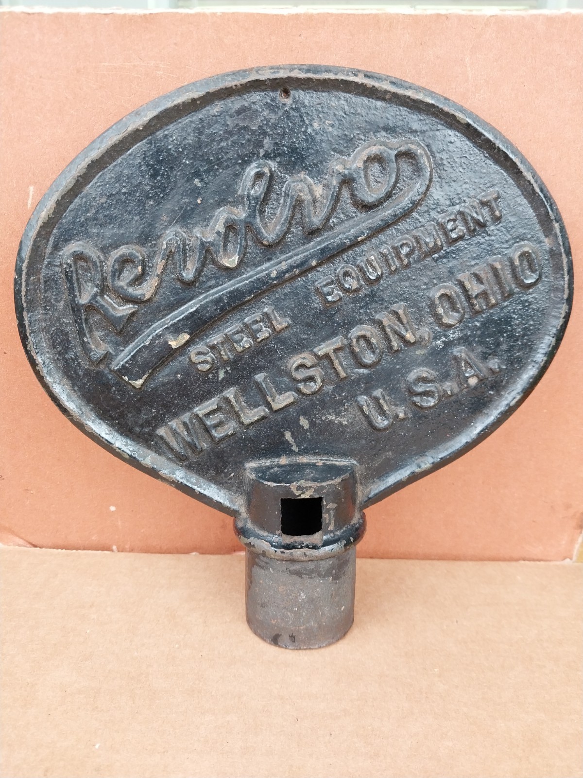 1930’s Revolvo Steel Equipment Cast Iron Advertising Sign Wellston Ohio USA