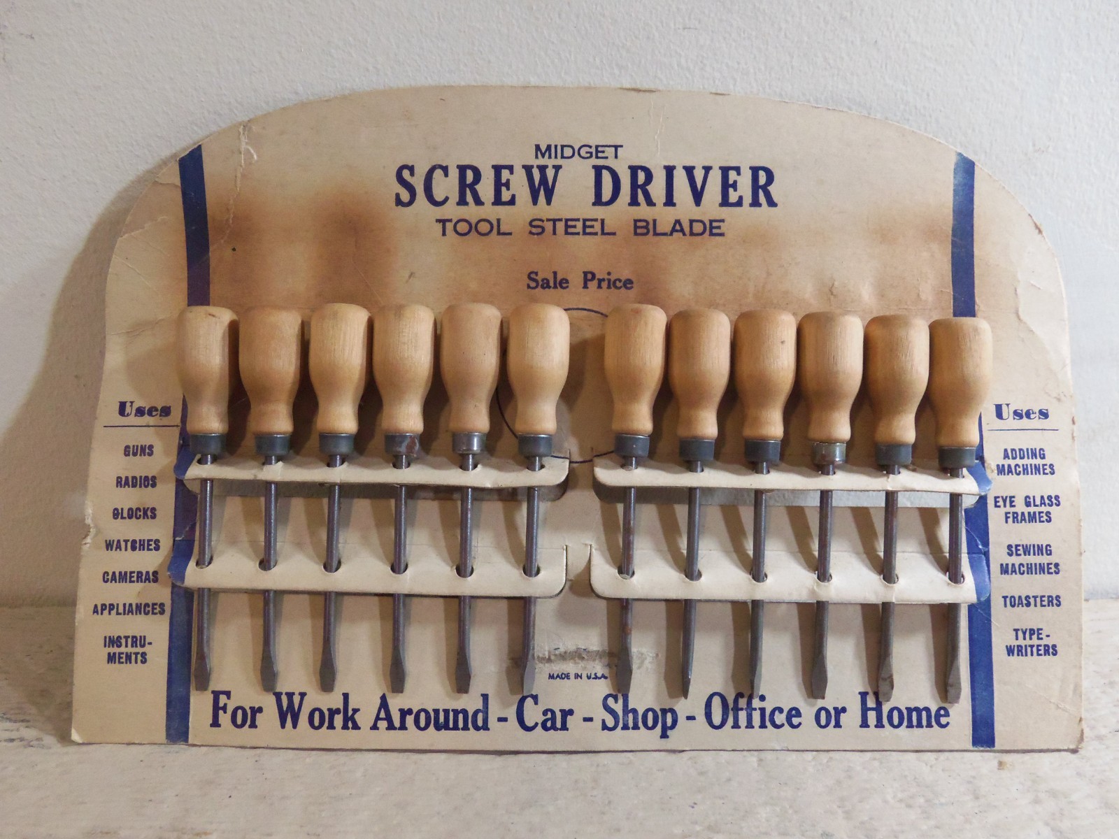 MIDGET Screw Driver Tool Steel Blade Hardware Store Display with Screwdrivers