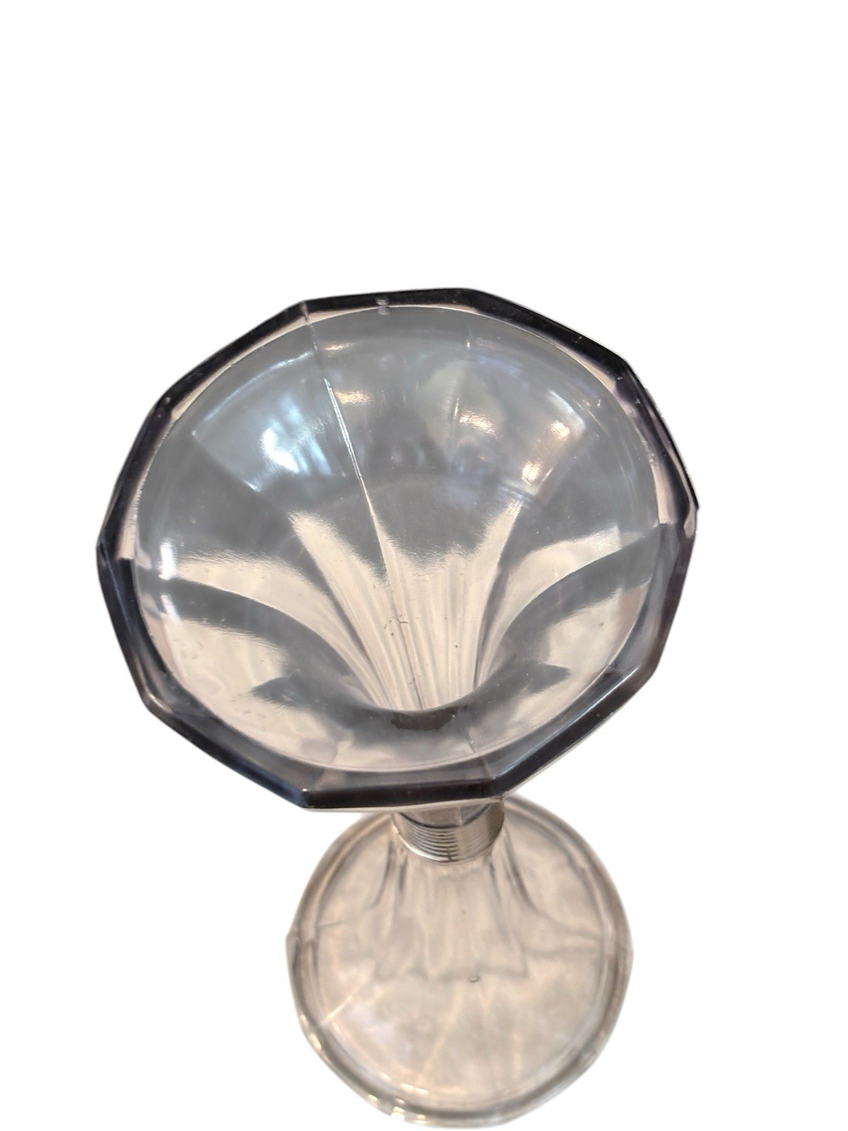 VTG Thick Clear Glass Pedestal Display Stand Riser Art Deco Vanity Shelf