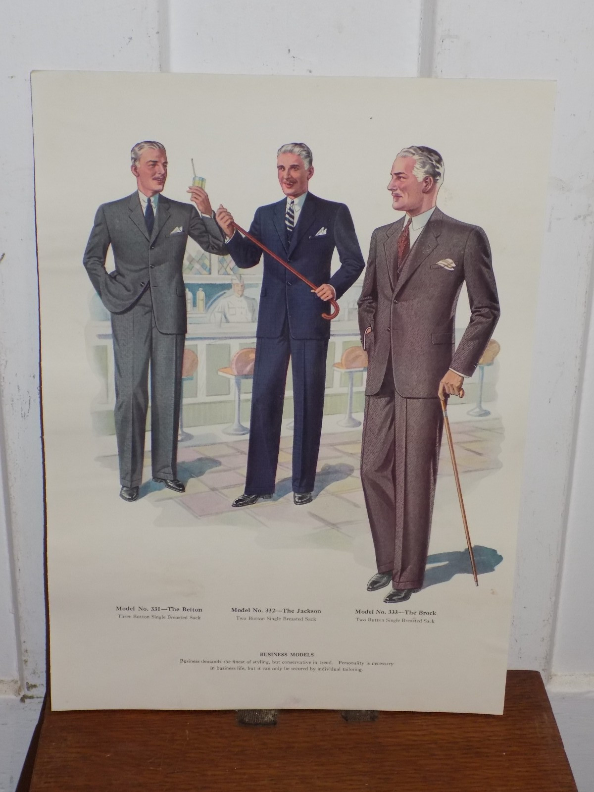 Vintage Men’s Cardboard Fashion Store Display Sign