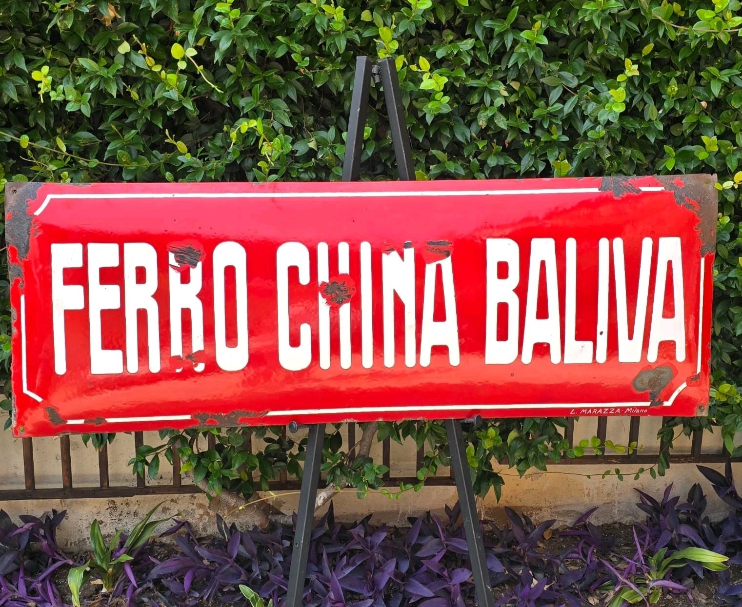 Rare China Baliva Iron Enamel Table Sign