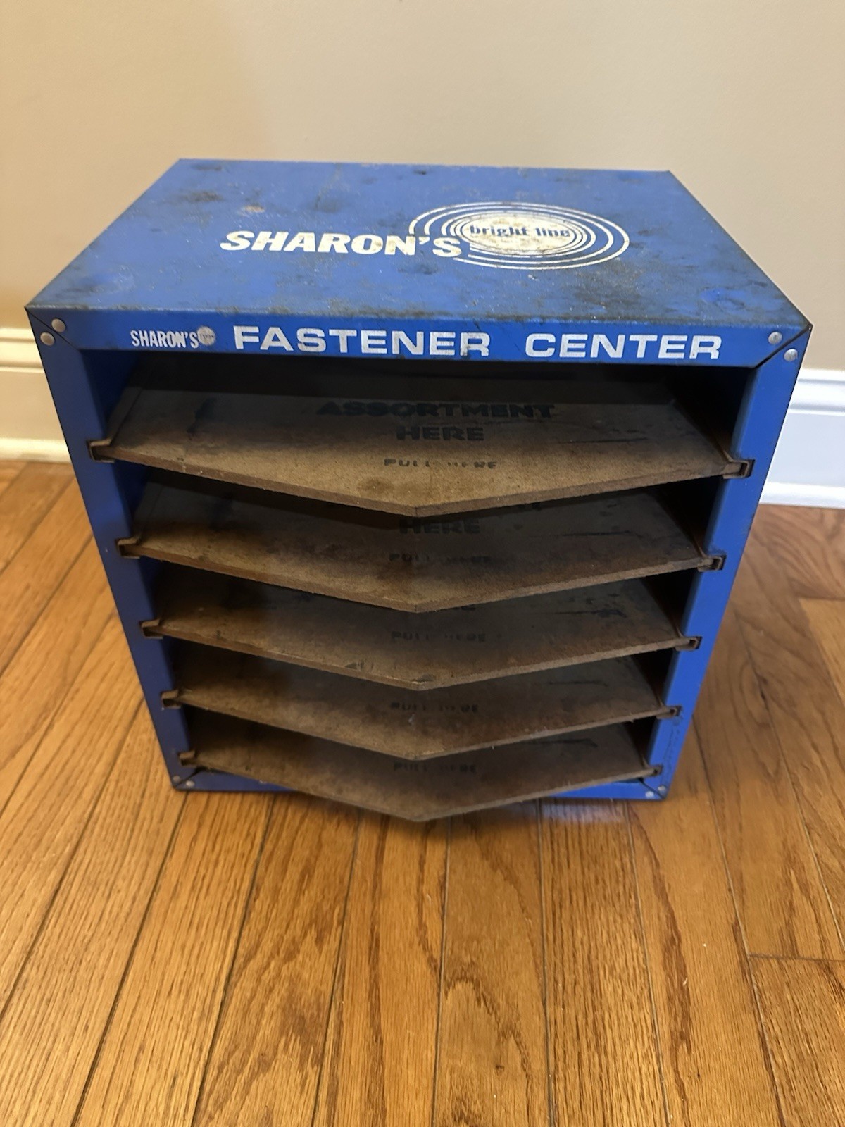 Vintage Sharon’s Bright Line Fastener Center Drawer Cabinet Metal Display