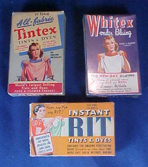 3 Vintage Dye Box Tintex Whitex RIT Tint Dye Original Boxes Package