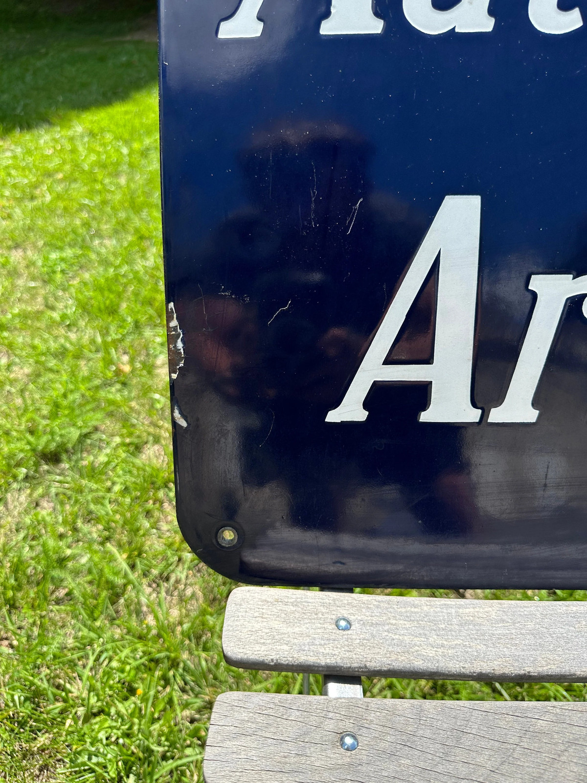 Vintage 1930’s Enameled Sheet Metal “AUTOBUS STOP” French City Street Sign