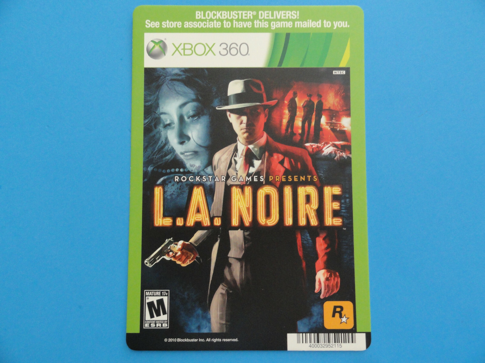 XBOX 360 L.A. NOIR BLOCKBUSTER VIDEO SHELF DISPLAY BACKER CARD
