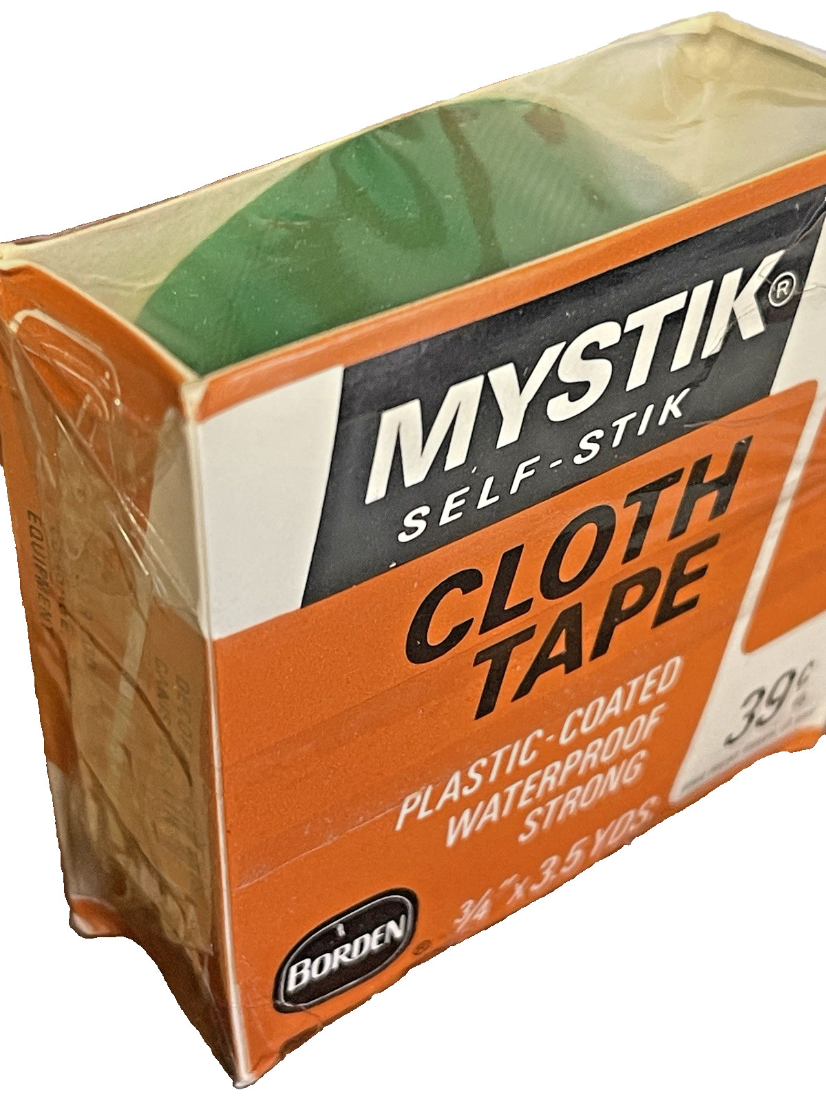 *Sealed* 1960’s mystik self stik cloth tape green, From Borden