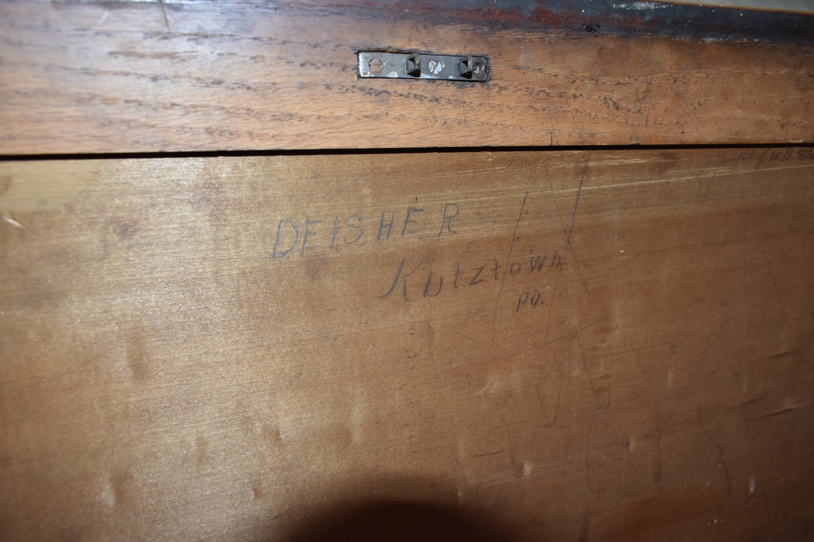 Antique Willimantic General Store Spool Cabinet w/ Leather Writing Top 1900