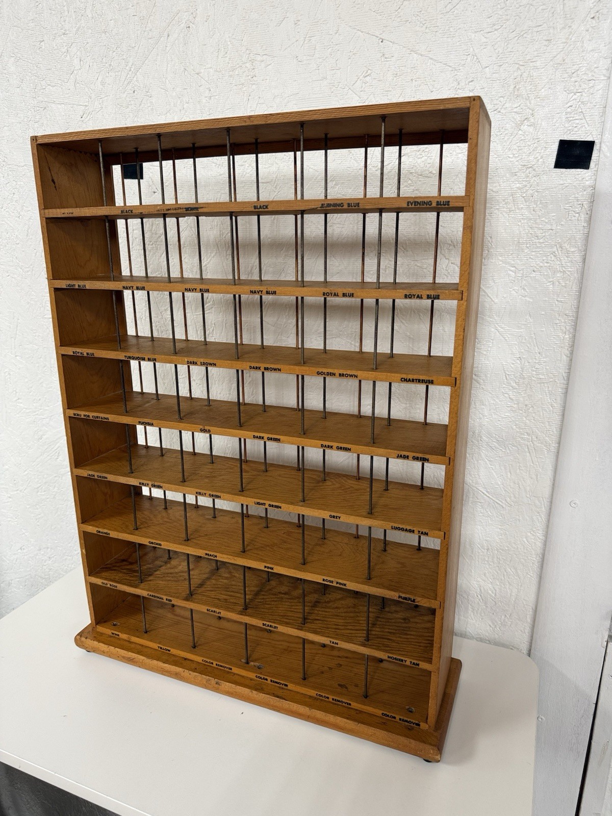 VTG RIT Fabric Dye Store Display Rack Wood Metal Countertop Cottage Core Decor