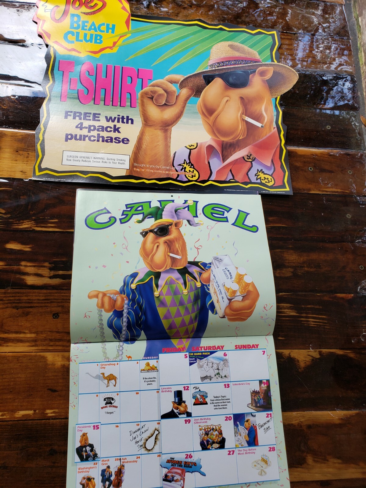 Lot2 RARE 1993 Calendar Camel & Store Display Sign Advertising Cigarette Tobacco