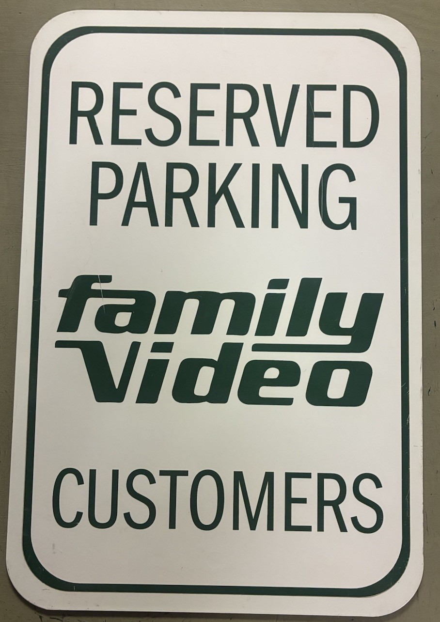 Original Family Video aluminum parking Sign Rare Movie Rental Store Decor