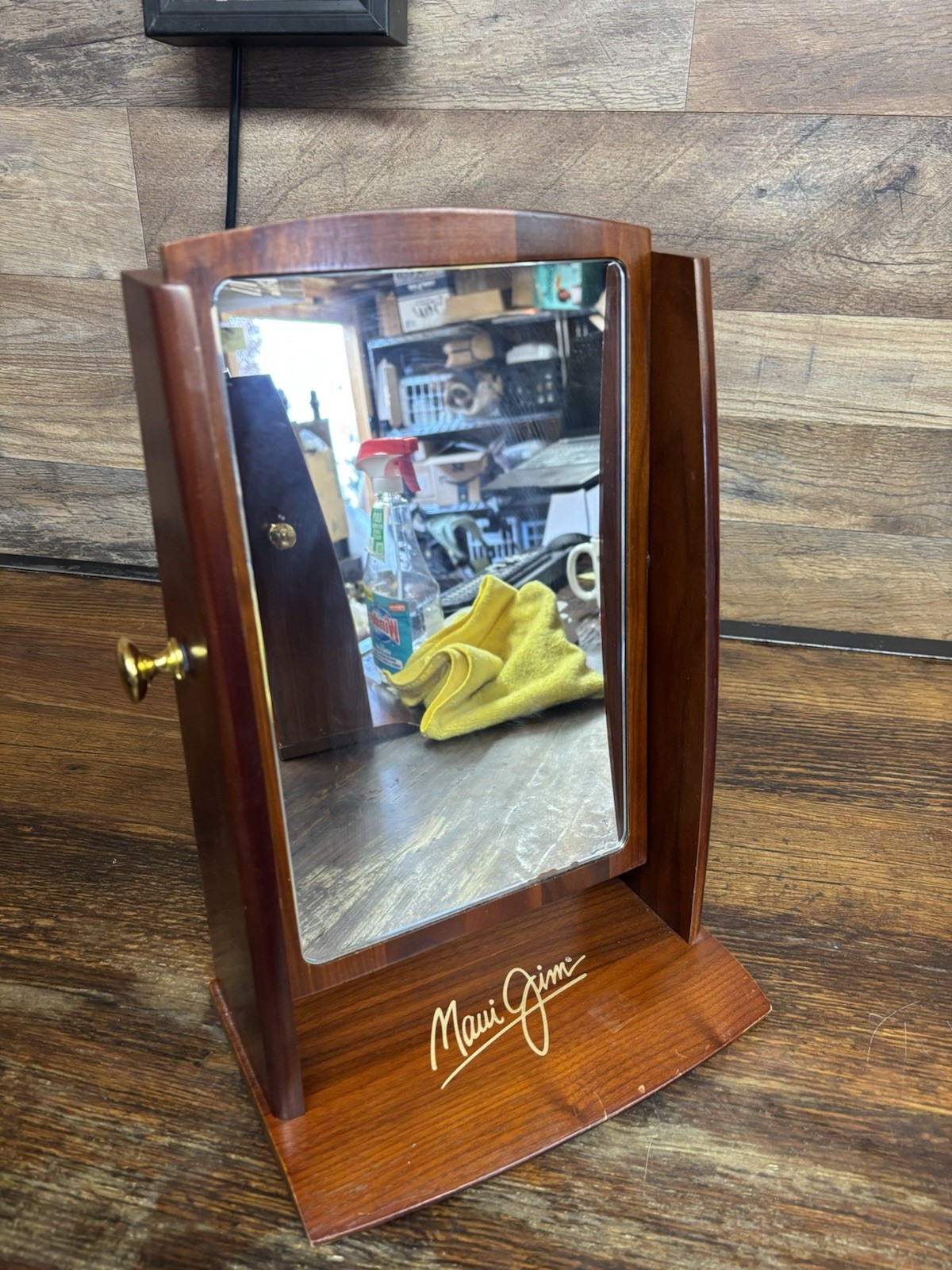 Maui Jim Countertop Wood Mirror Rare Store Marketing 14″ tall