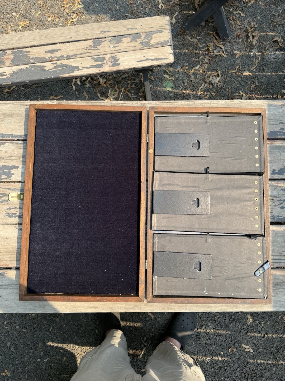 VTG Wood & Glass Velvet Countertop Hardware Store Display Case Knife Case 25×15”