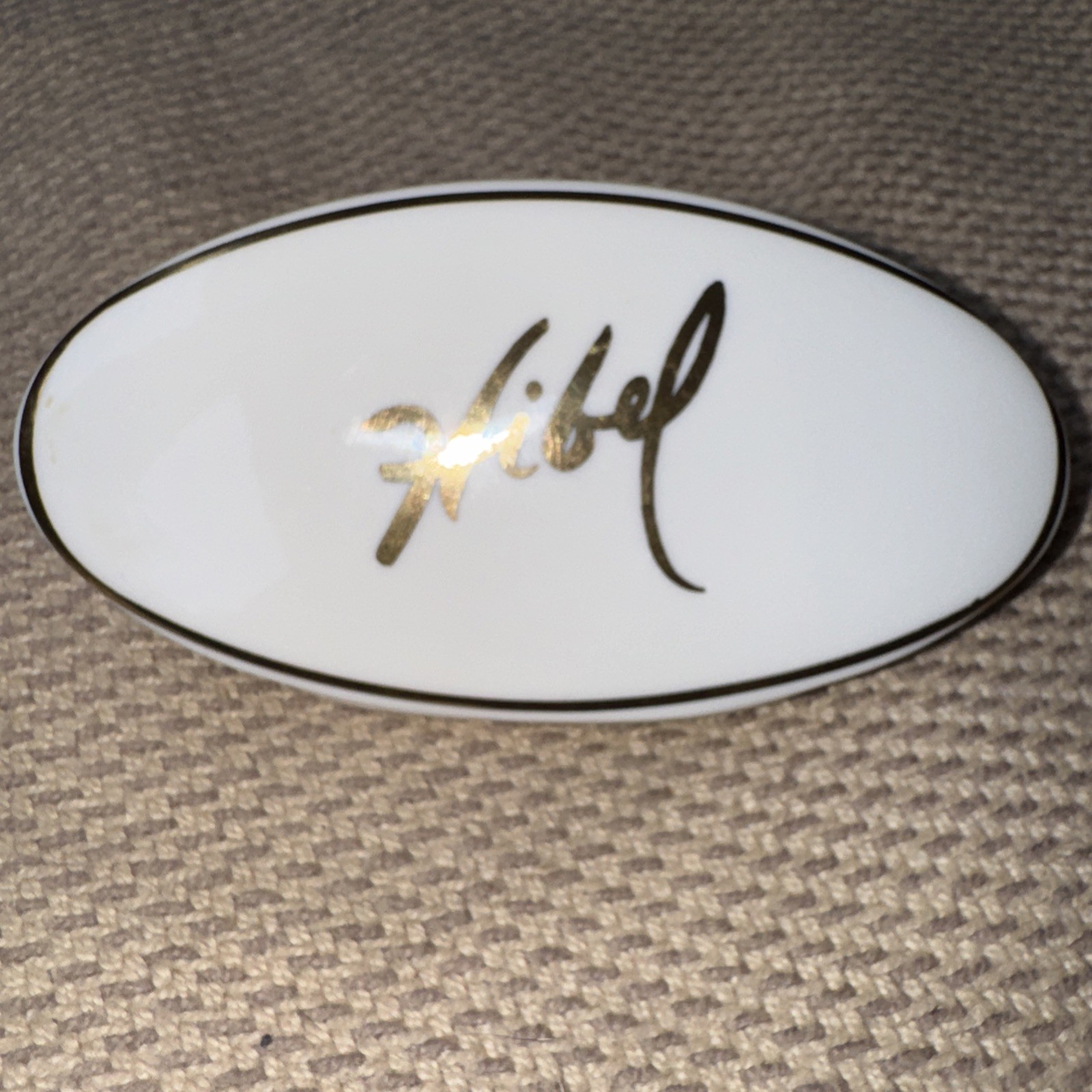 Edna Hibel Bone China Advertising White & Gold Store Countertop Display Sign