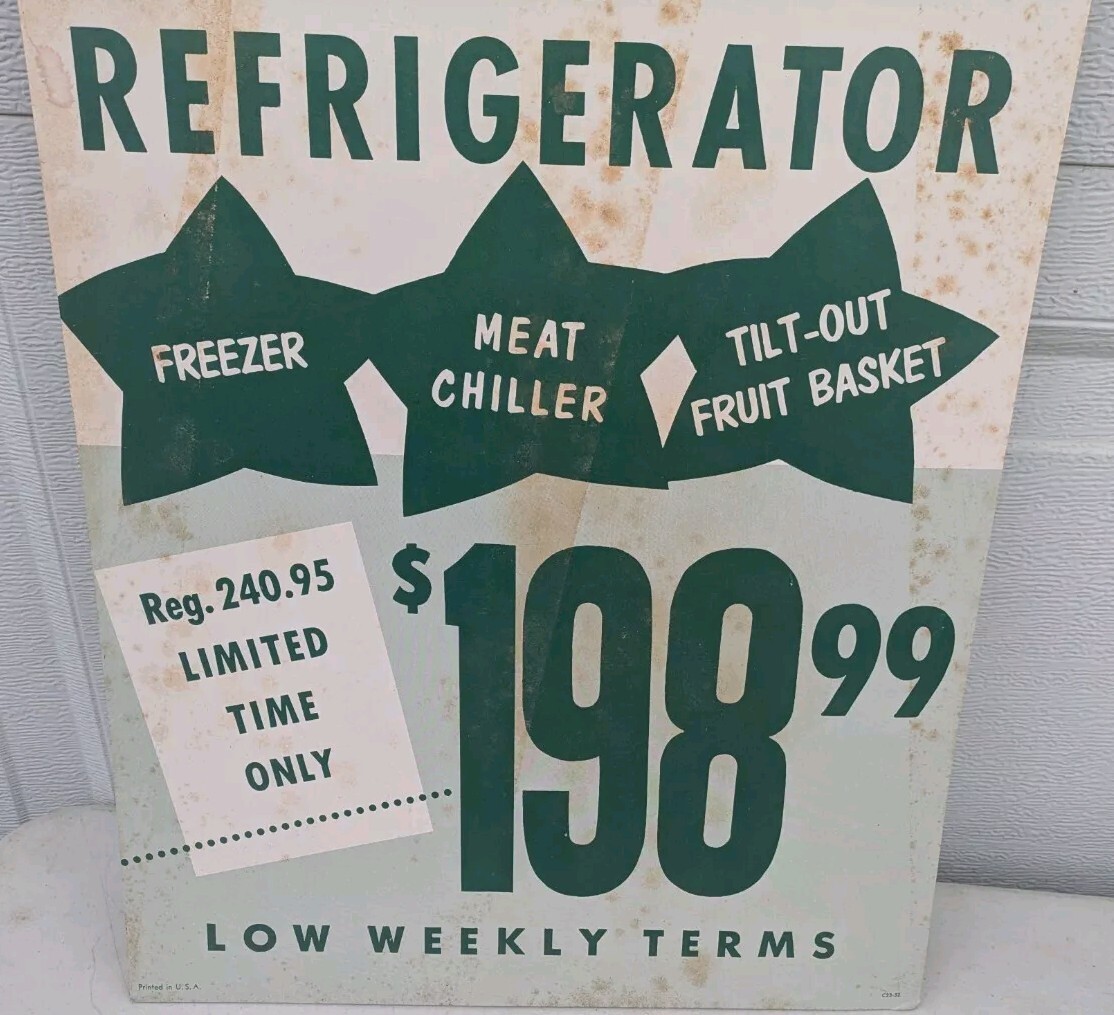 Vintage Firestone Refrigerator Counter Display Sign
