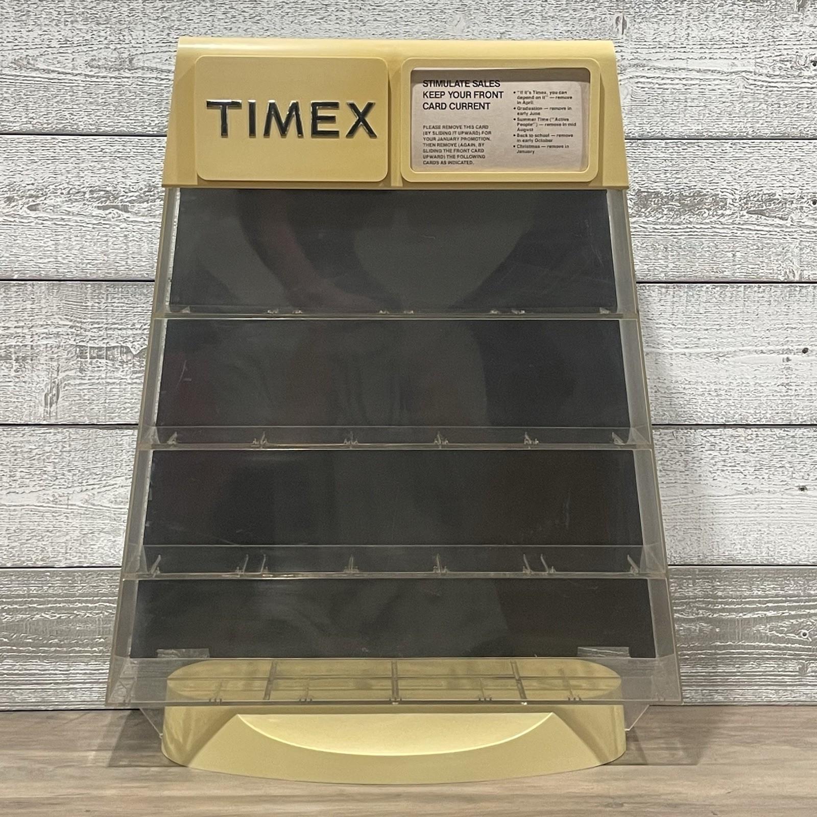 Vintage TIMEX Countertop Display Watch Case w/ Interchangeable Sales Cards RARE!