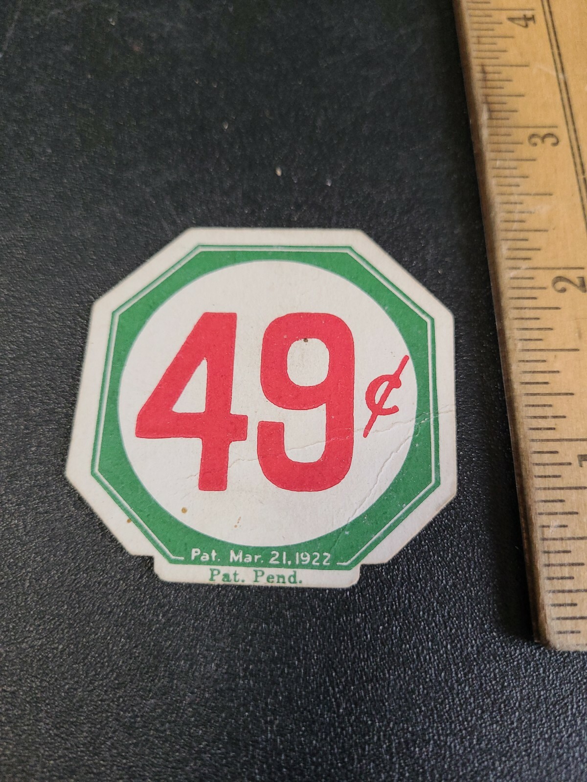 Vintage 1922 Country Store Shelf Price Tag 2×2 49c