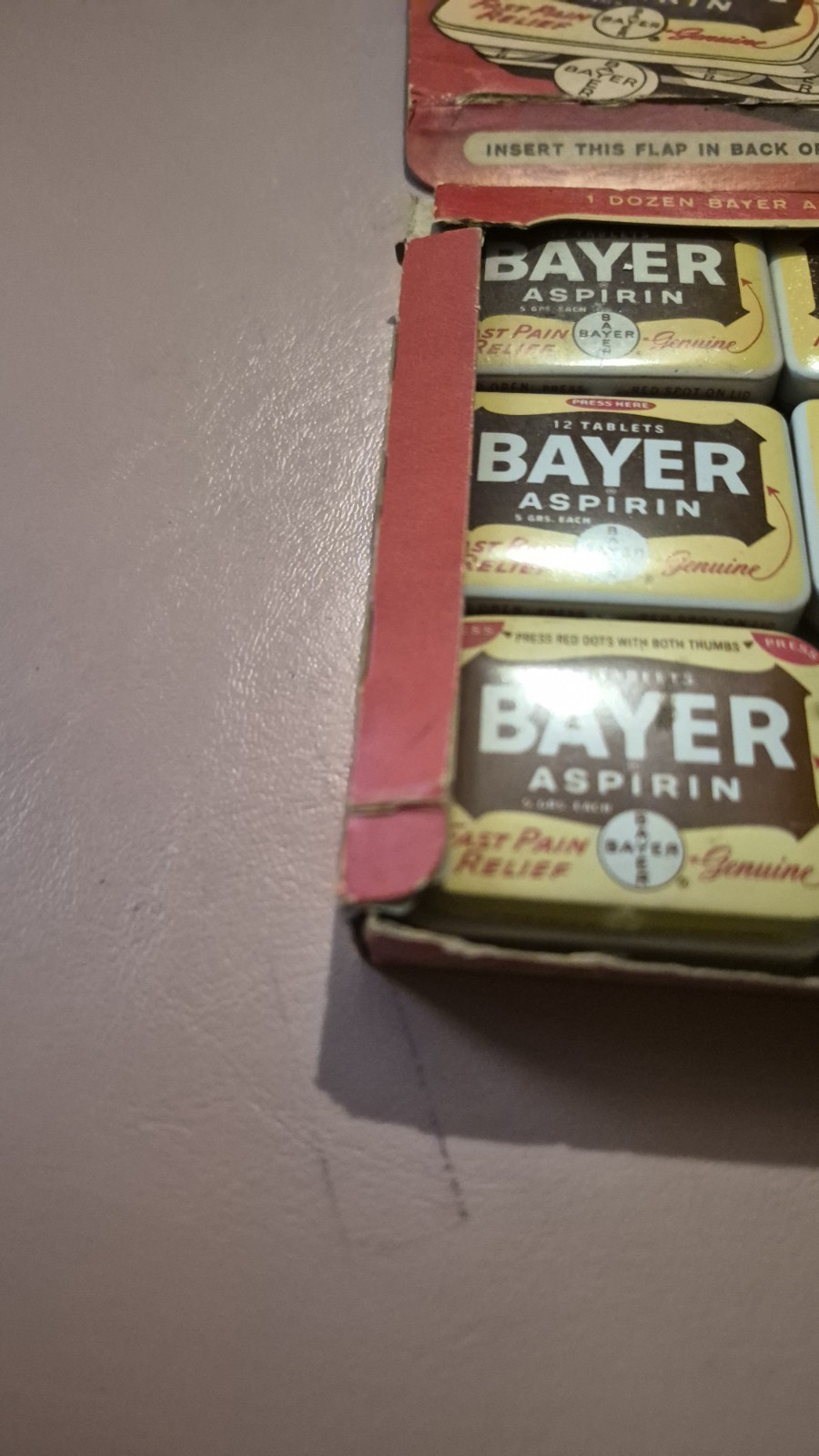Vintage Bayer Aspirin Store Display Advertising Box Full 12 Tins With Tablets