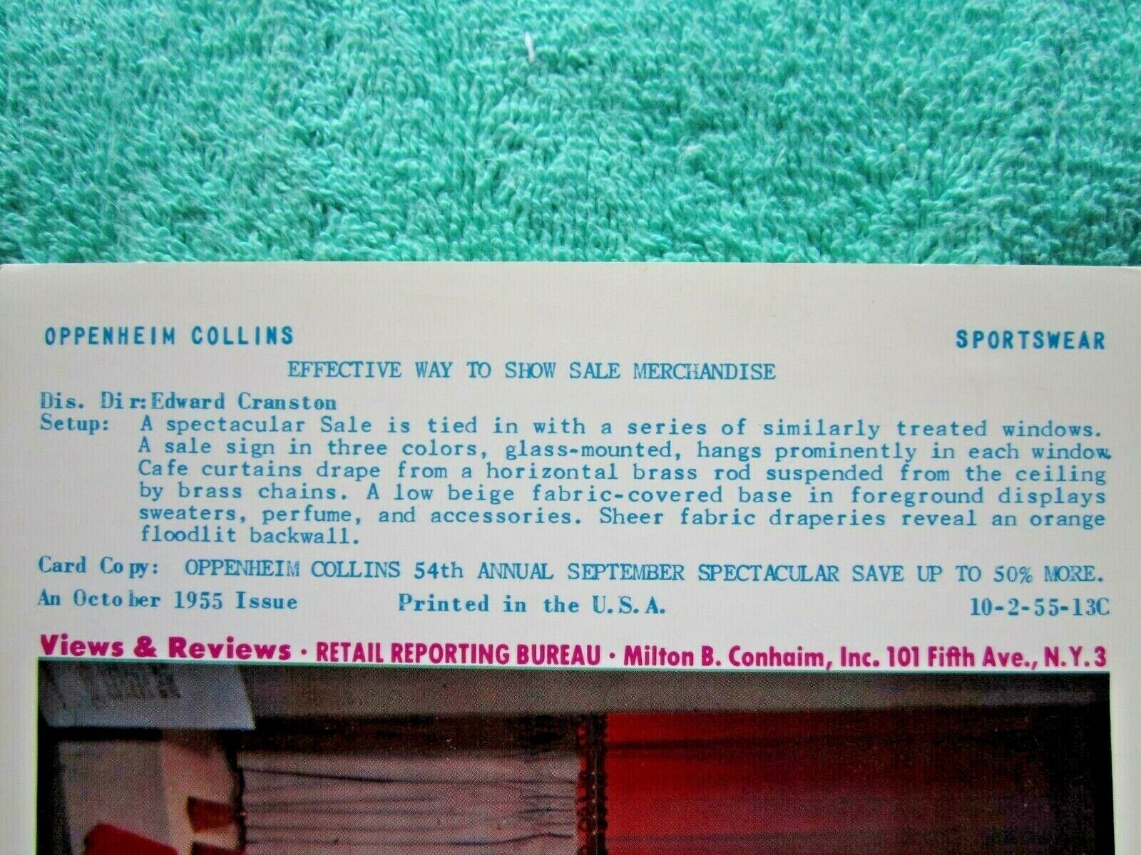 1955 OPPENHEIM COLLINS STORE WINDOW DISPLAY SEPTEMBER SALE PHOTOGRAPH PRINT #164