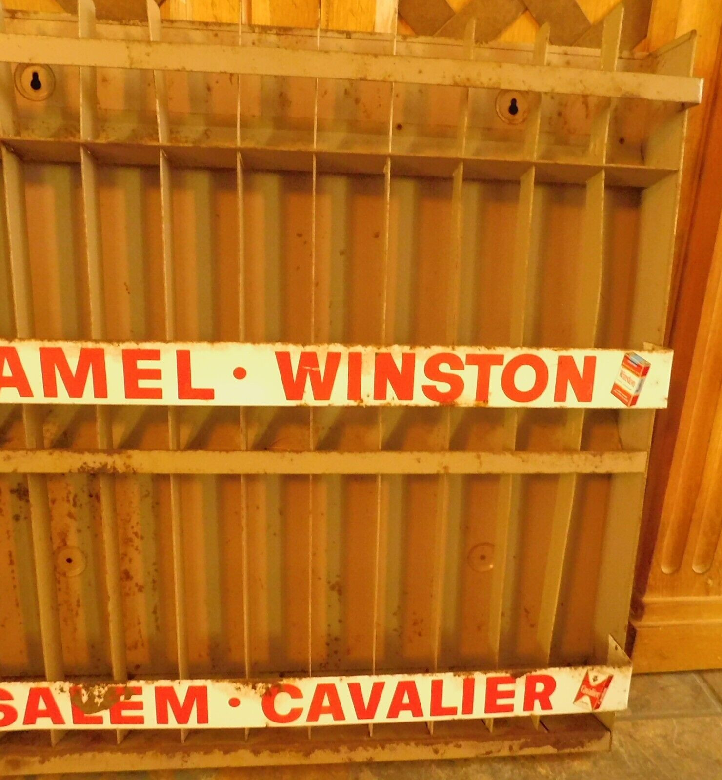 Vtg. STEEL CIGARETTE STORE DISPLAY CAMEL WINSTON SALEM CAVALIER HANDPAINTED