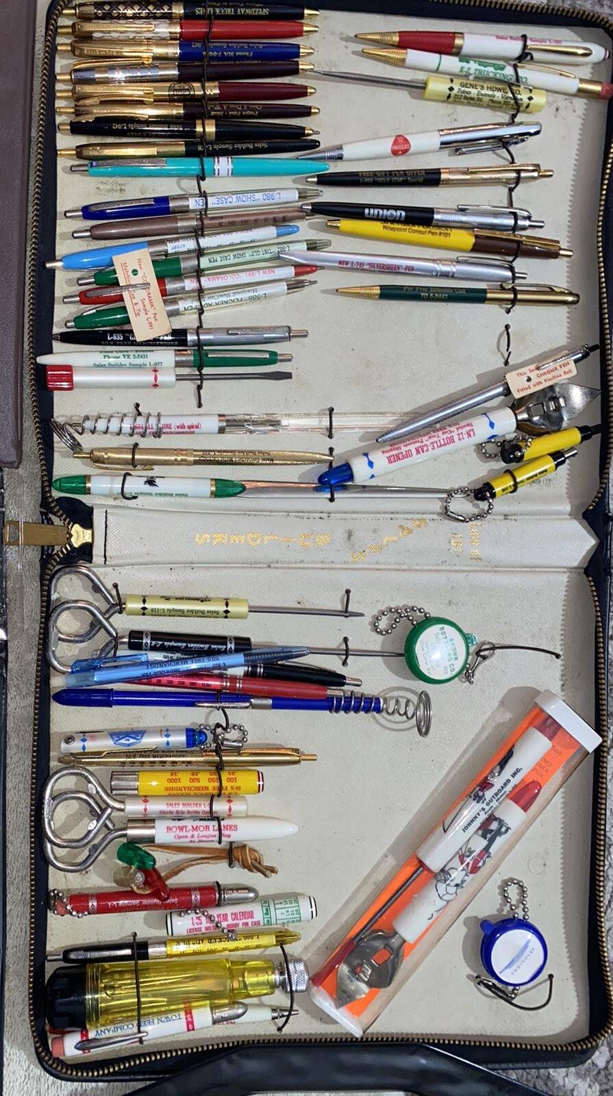 Vintage Advertising Pens Salesman Sample Case Ritepoint BIC Arrowflite Huge Lot