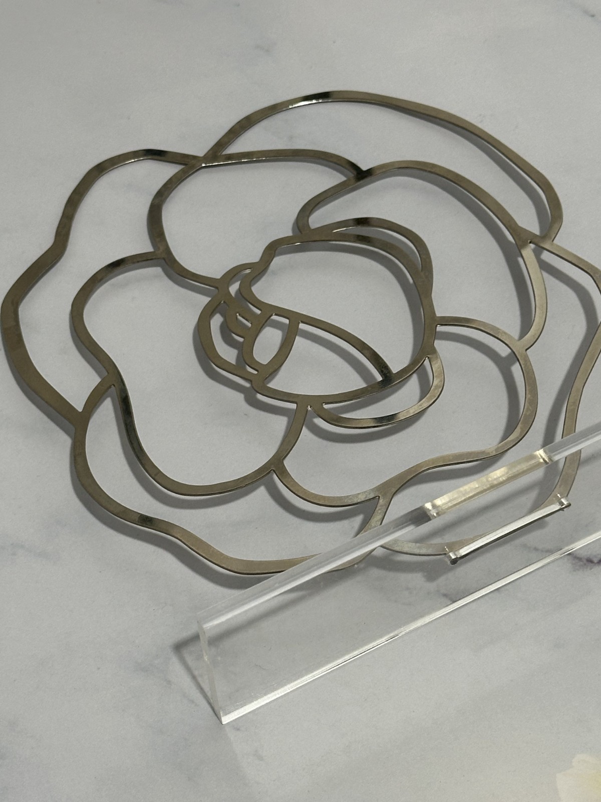 Chanel Camelia Store Display Silver Camelia Logo Silver Chanel