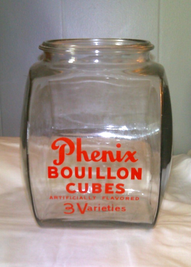 Vintage Phenix Bouillon Cubes Advertising Counter Display Canister Jar