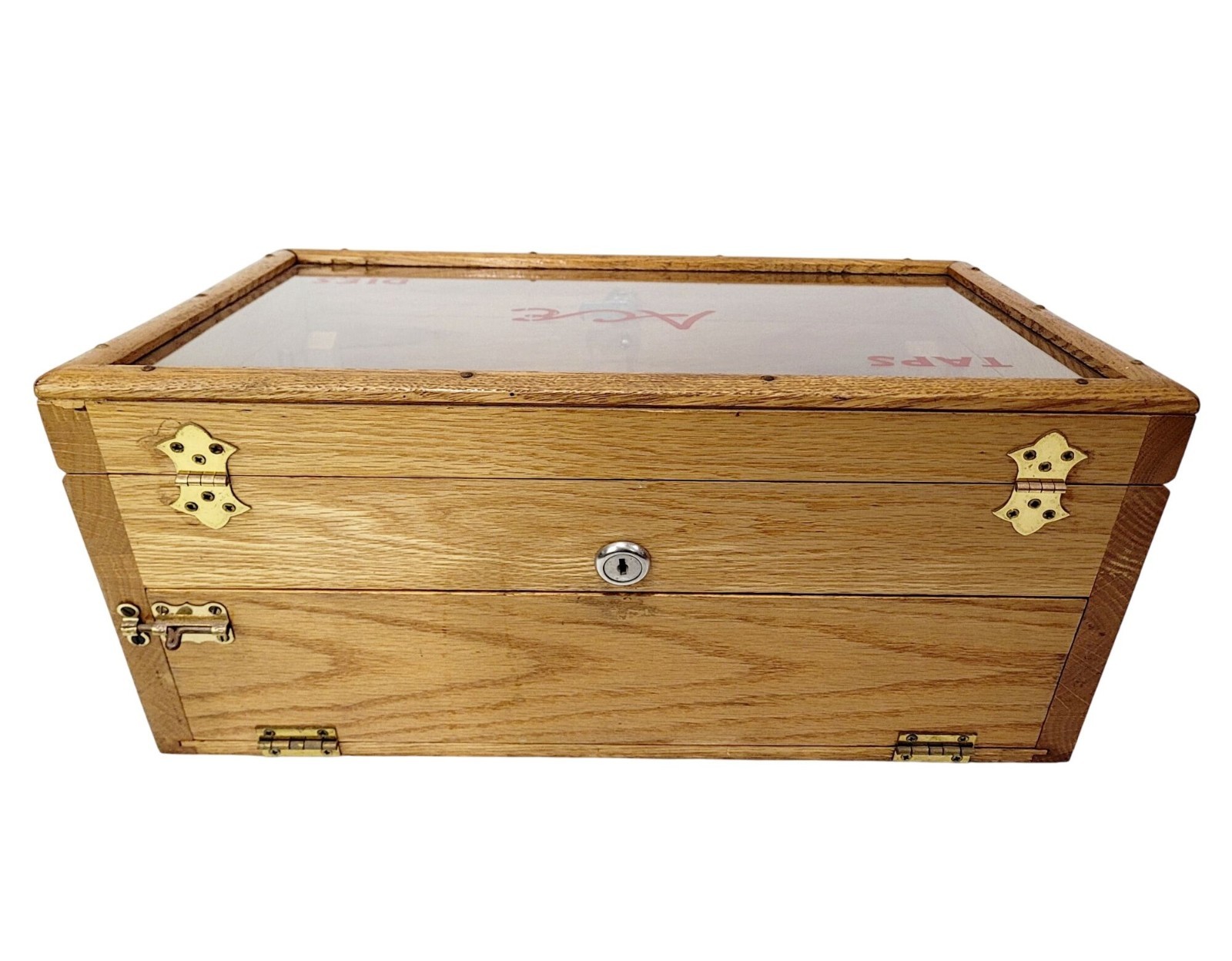 Henry Hanson Ace Original Tap & Die Wood Glass Display Case w/ Taps and Dies