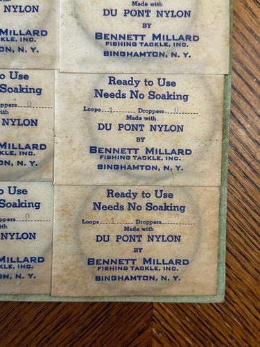 DuPont Nylon Leaders Display Bennett Millard Fishing Tackle 1950s NY Fish